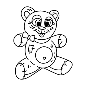 Preschool Teddy bear black and white clipart