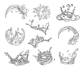Water splash black and white vector