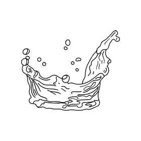 Water splash black and white clipart