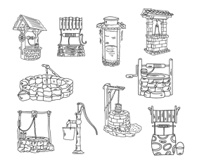 Water well black and white vector