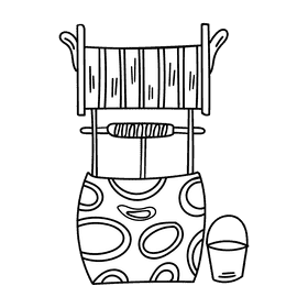 Water well black and white clipart