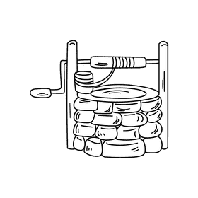 Water well black and white clipart