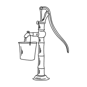 Water well black and white clipart