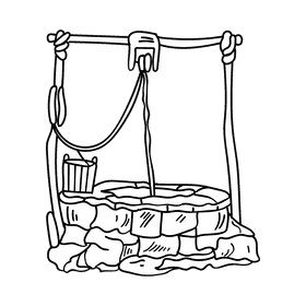 Water well black and white clipart
