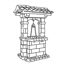 Water well black and white clipart
