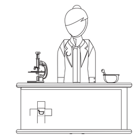 Pharmacist drawing black and white clipart