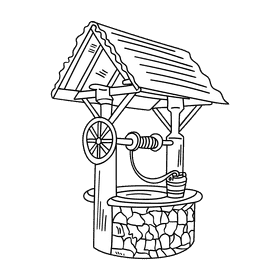 Water well black and white clipart