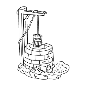 Water well black and white clipart
