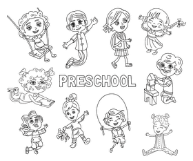 Preschool black and white vector