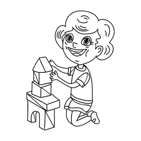 Preschool Boy black and white clipart