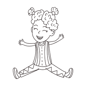 Preschool Girl black and white clipart