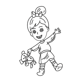 Preschool Girl black and white clipart