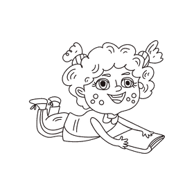 Preschool Girl black and white clipart