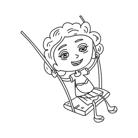 Preschool Girl black and white clipart