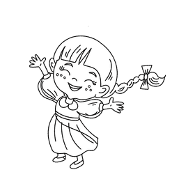 Preschool Girl black and white clipart