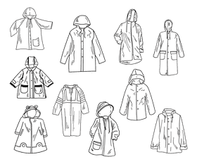 Raincoat black and white vector