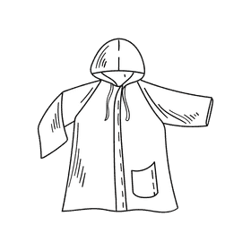 Raincoat black and white clipart