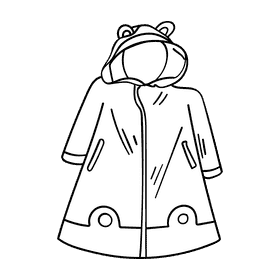 Raincoat black and white clipart