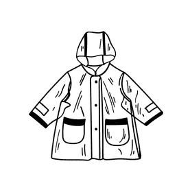 Raincoat black and white clipart
