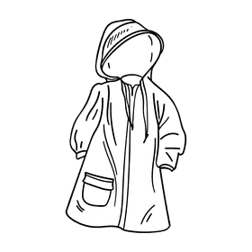 Raincoat black and white clipart