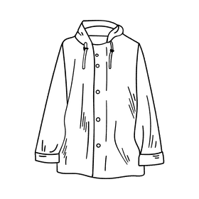 Raincoat black and white clipart