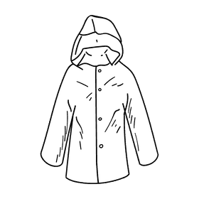 Raincoat black and white clipart