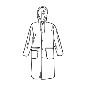 Raincoat black and white clipart