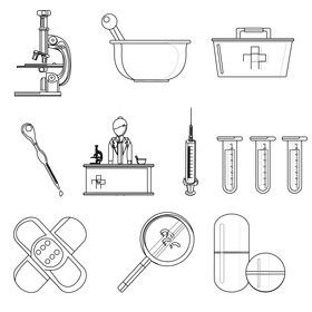 Pharmacist icons set black and white vector