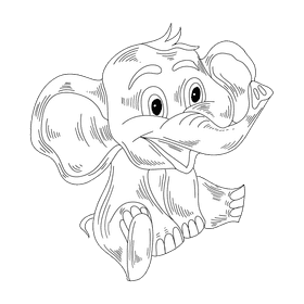 Elephant black and white clipart