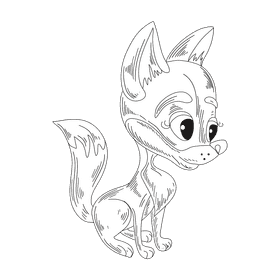 Fox black and white clipart