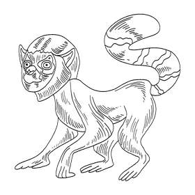 Lemur black and white clipart