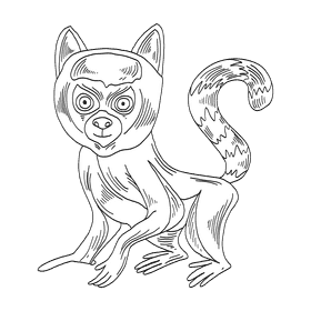Lemur black and white clipart