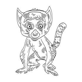 Lemur black and white clipart