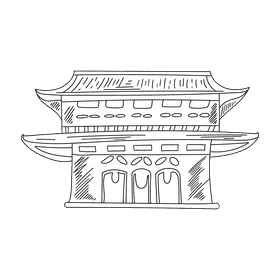 Pagoda black and white clipart