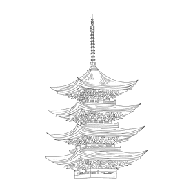 Pagoda black and white clipart