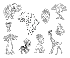 Africa black and white vector