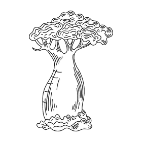 Africa Baobab black and white clipart