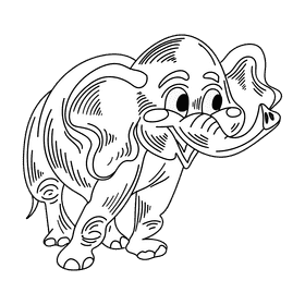 Africa Elephant black and white clipart