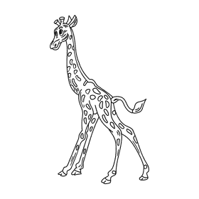 Africa Giraffe black and white clipart
