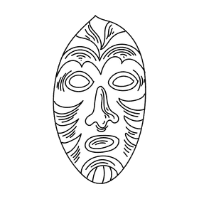 Africa Mask black and white clipart