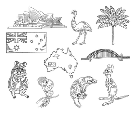 Australia black and white vector