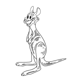 Australia Kangaroo black and white clipart