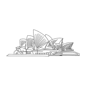 Australia Sydney opera black and white clipart
