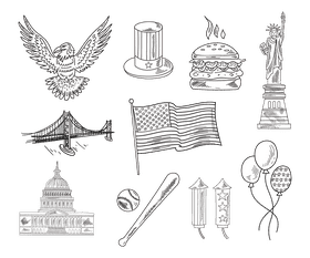 United States of America USA black and white vector
