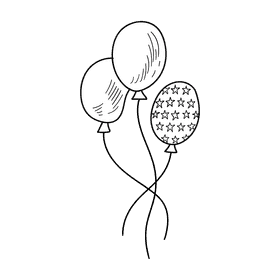 United States of America Air balloons black and white clipart