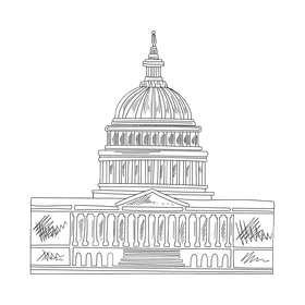 United States of America Capitol black and white clipart