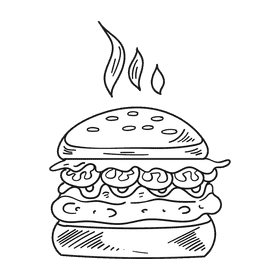 United States of America Cheeseburger black and white clipart