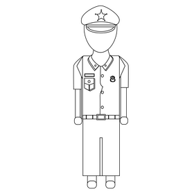 Police officer drawing black and white clipart