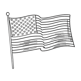 United States of America Flag black and white clipart