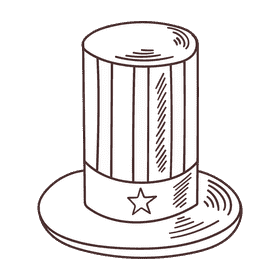 United States of America Hat black and white clipart